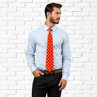 Yellow and Red Star Pattern Tie
