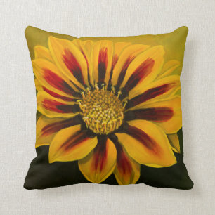 Yellow and red stripes Gazania flower Cushion