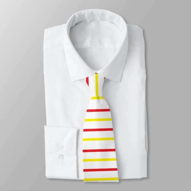Yellow and Red Stripes Tie (Tied)