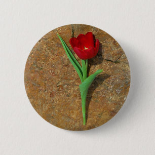 yellow and Red Tulip 6 Cm Round Badge