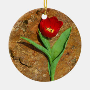 Yellow and Red Tulip Ceramic Tree Decoration