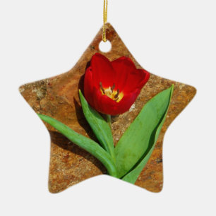 Yellow and Red Tulip Ceramic Tree Decoration