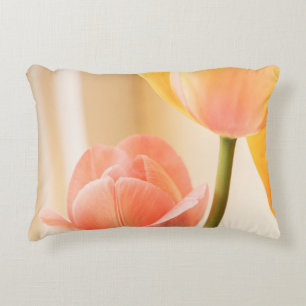 YELLOW AND RED TULIP IN BLOOM CLOSE UP PHOTO DECORATIVE CUSHION