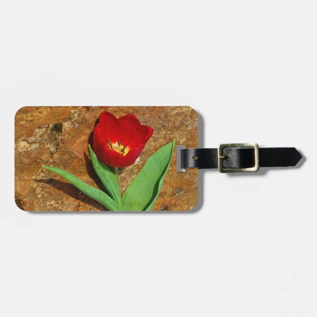 Yellow and Red Tulip Luggage Tag (Front Horizontal)