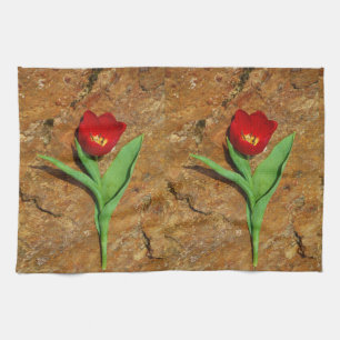 Yellow and Red Tulip Tea Towel