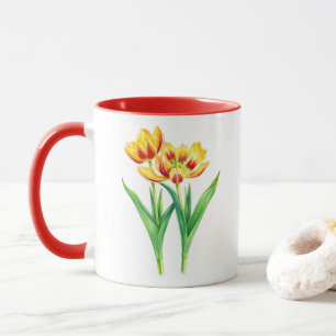 Yellow and Red Tulips Comic Mug