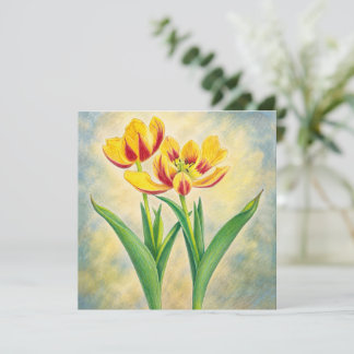 Yellow and Red Tulips Flat Card