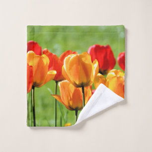 Yellow And Red Tulips Wash Cloth