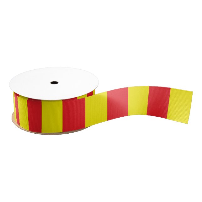 Yellow and Red Vertical Stripes Grosgrain Ribbon (Spool)
