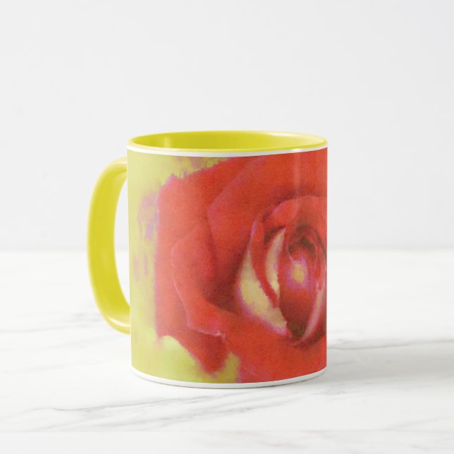 Yellow and Red Wet Watercolor Rose Art Mug (Front Left)