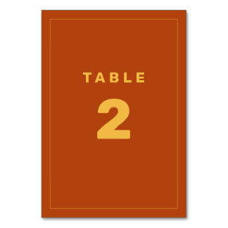 Yellow and Rust Wes Anderson Inspired Table Number