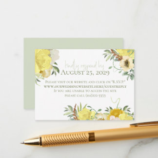 Yellow and Sage Floral Online Response Card