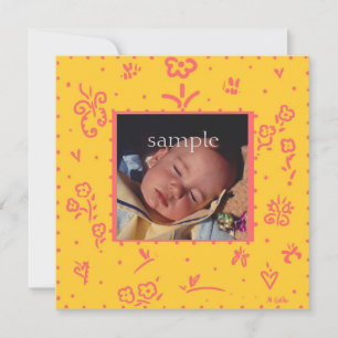 Yellow and Salmon Flower Birth Announcement