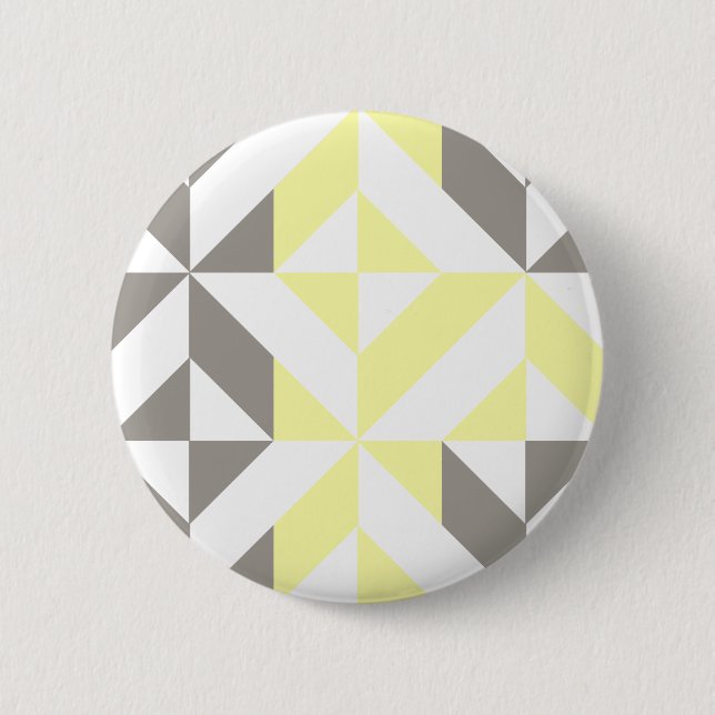 Yellow and Silver Geometric ZigZag 6 Cm Round Badge (Front)
