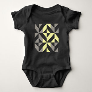 Yellow and Silver Geometric ZigZag Baby Bodysuit