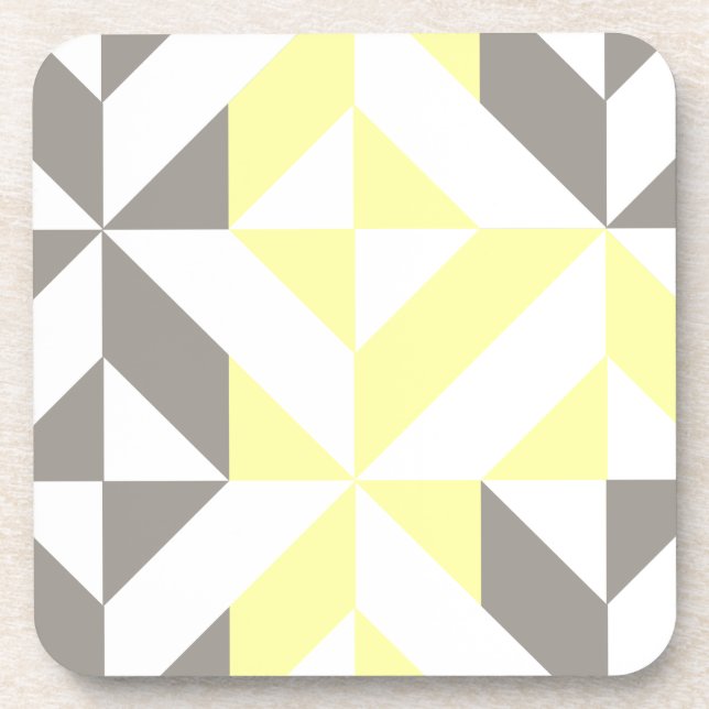 Yellow and Silver Geometric ZigZag Coaster (Front)