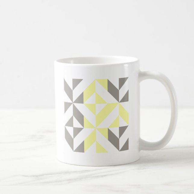 Yellow and Silver Geometric ZigZag Coffee Mug (Right)