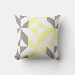 Yellow and Silver Geometric ZigZag Cushion