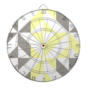 Yellow and Silver Geometric ZigZag Dartboard