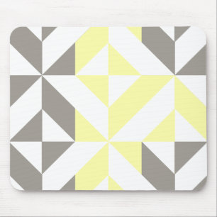 Yellow and Silver Geometric ZigZag Mouse Mat