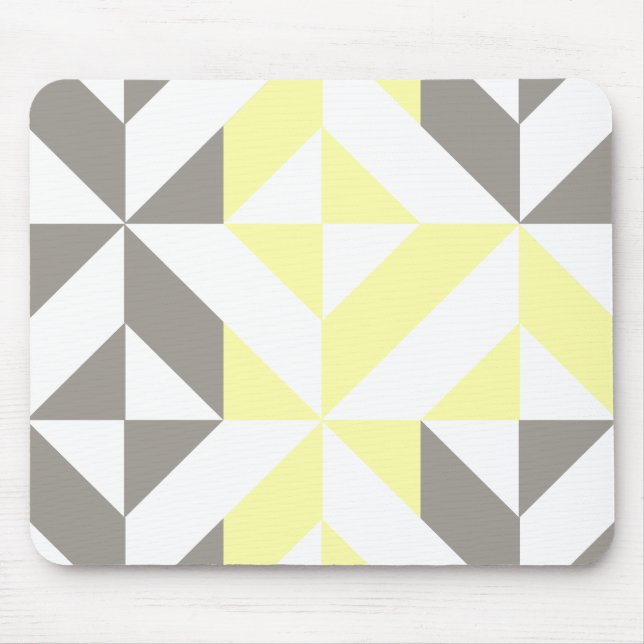 Yellow and Silver Geometric ZigZag Mouse Mat (Front)
