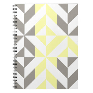 Yellow and Silver Geometric ZigZag Notebook
