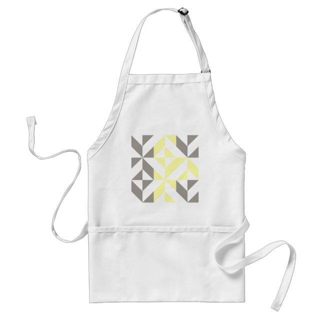 Yellow and Silver Geometric ZigZag Standard Apron (Front)