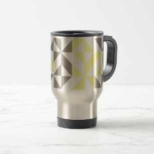 Yellow and Silver Geometric ZigZag Travel Mug