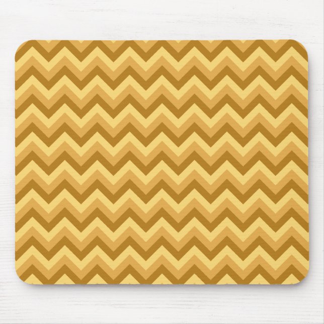 Yellow and Tan Zigzag Stripes. Mouse Mat (Front)