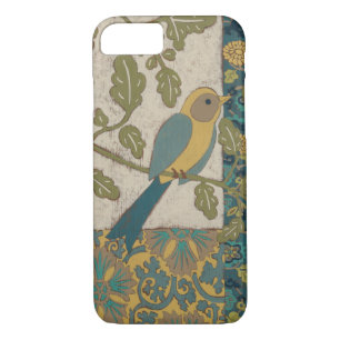 Yellow and Teal Blue Bird Perched on a  Branch iPhone 8/7 Case