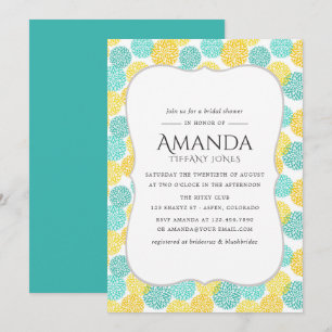 Yellow and Teal Floral Bridal Shower Invitation