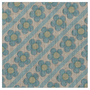 Yellow and Teal Flowers Fabric