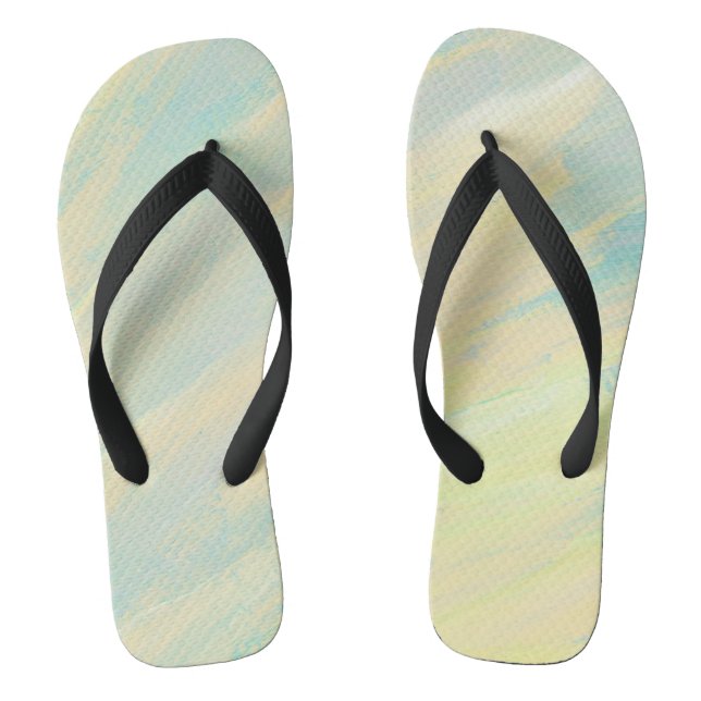 Yellow And Teal Fun Flip Flops (Footbed)