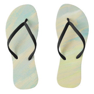 Yellow And Teal Fun Flip Flops