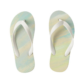 Yellow And Teal Fun Kid's Flip Flops