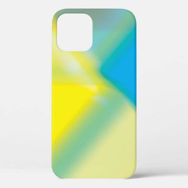 Yellow and Turquoise Blue Abstract Glow iphone 12  Case-Mate iPhone Case (Back)