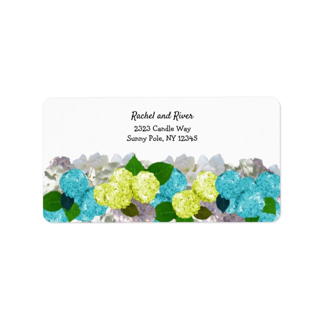 Yellow and Turquoise Floral Address Label (Front)