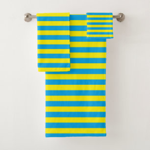 Yellow and Turquoise Stripes Bath Towel Set