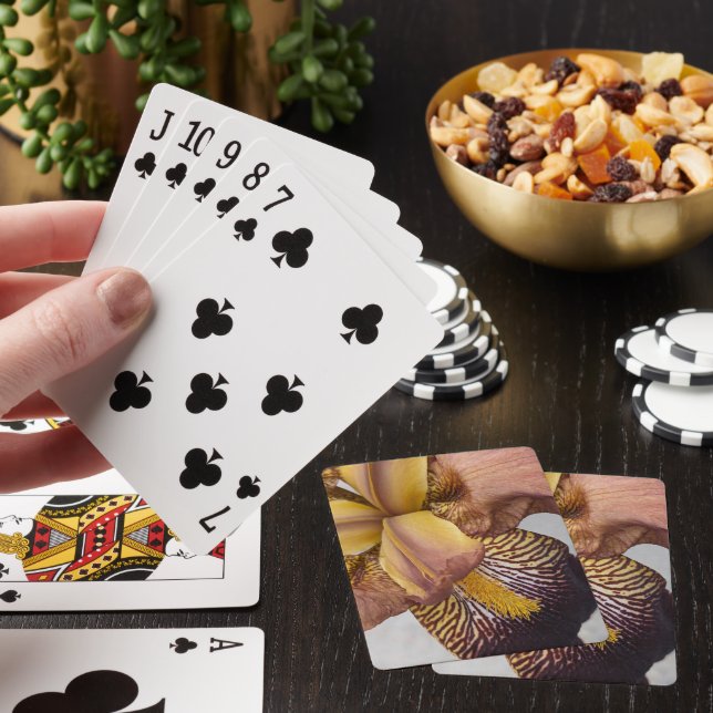 Yellow and Violet Bearded Iris Floral Playing Cards (In Situ)