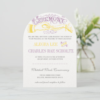 Yellow and Violet Vintage Gatsby Typography  Invitation