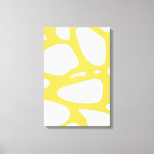 Yellow and white abstract art canvas print