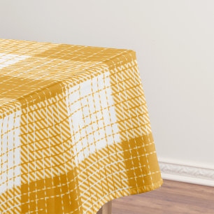 Yellow and White Bold Checkered Plaid Design Fabric