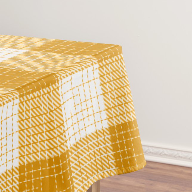 Yellow and White Bold Checkered Plaid Design  Tablecloth (Creator Uploaded)
