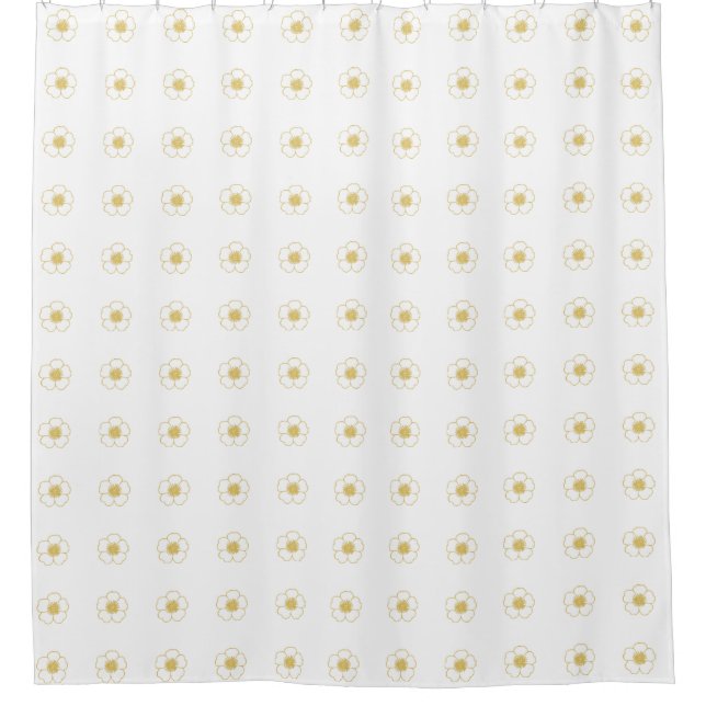 yellow and white Buttercup Flowers Shower Curtain (Front)