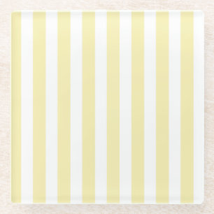 Yellow and white candy stripes glass coaster