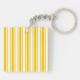 Yellow and white candy stripes key ring