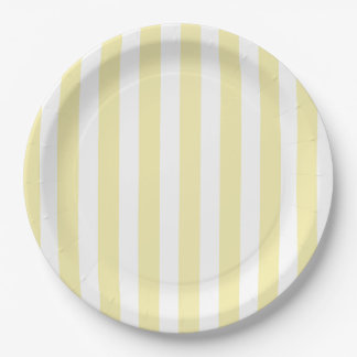 Yellow and white candy stripes paper plate
