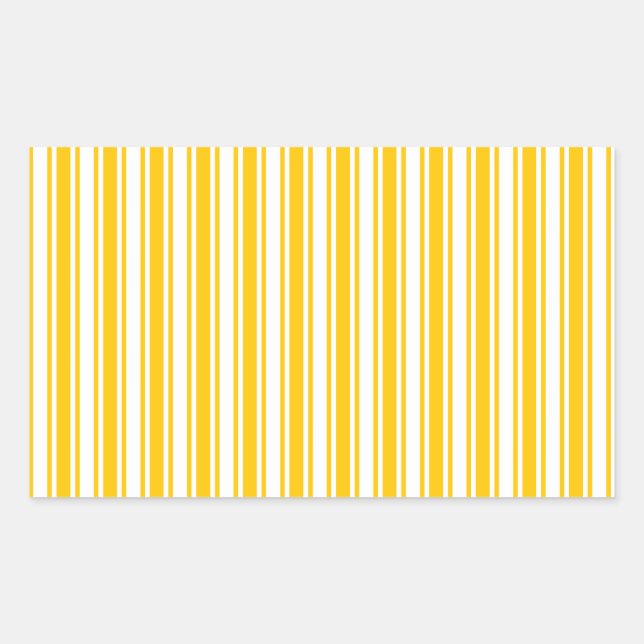 Yellow and white candy stripes rectangular sticker (Front)