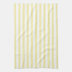 Yellow and white candy stripes tea towel