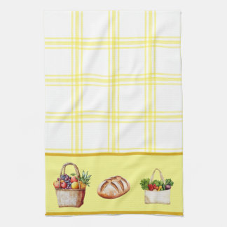 Yellow and white check cosy kitchen towel